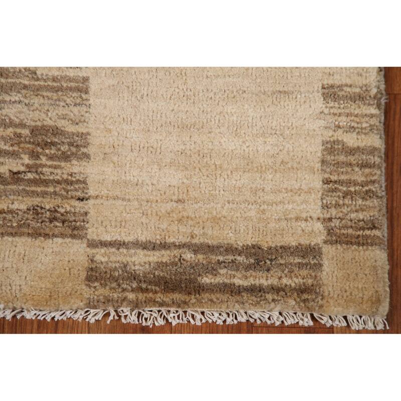 Hand Knotted Oriental 100% Wool Carpet Tribal Modern Beige & Ivories Gabbeh (kashkoli) Area Rug - 3' 2'' X 2' 0''