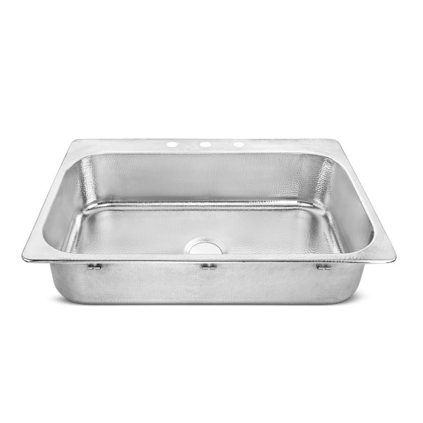 slide 2 of 4, Sinkology Angelico Crafted Stainless Steel 33" Single Bowl Drop-In Kitchen Sink with 3 Holes Polished