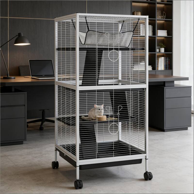 Spacious Pet House,Rolling Small Animal Hutch Cage,Small Pet Hutch