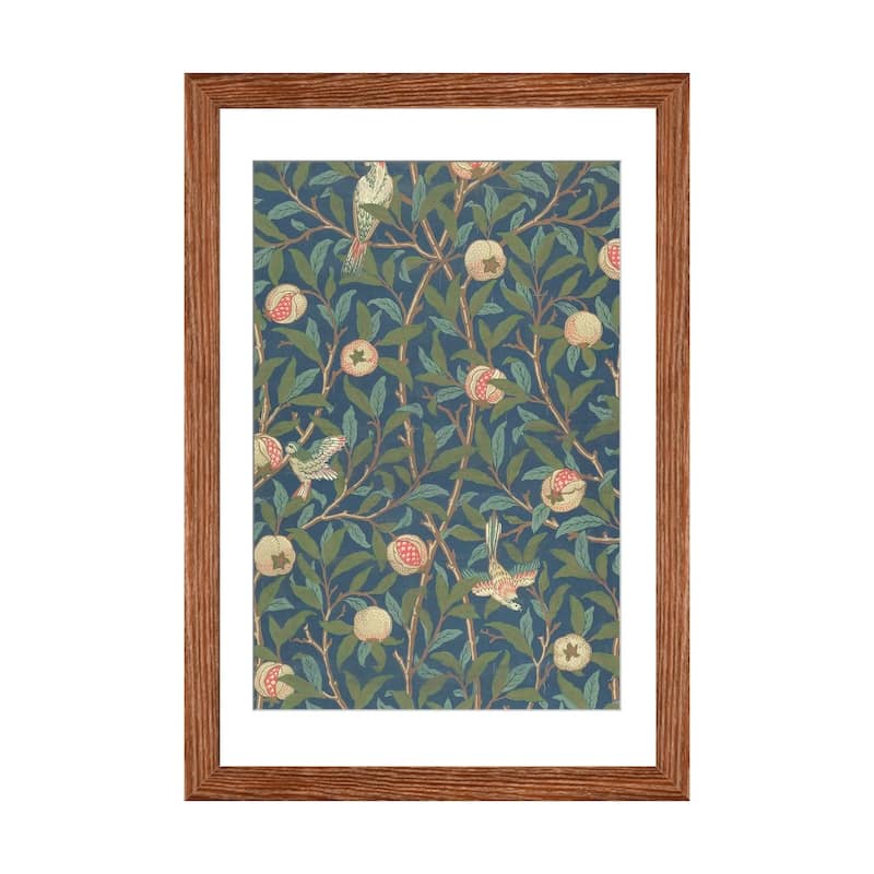 iCanvas "'Bird and Pomegranate' Wallpaper Design, printed by John Henry Dearle " by William Morris - Walnut - 24x16x1