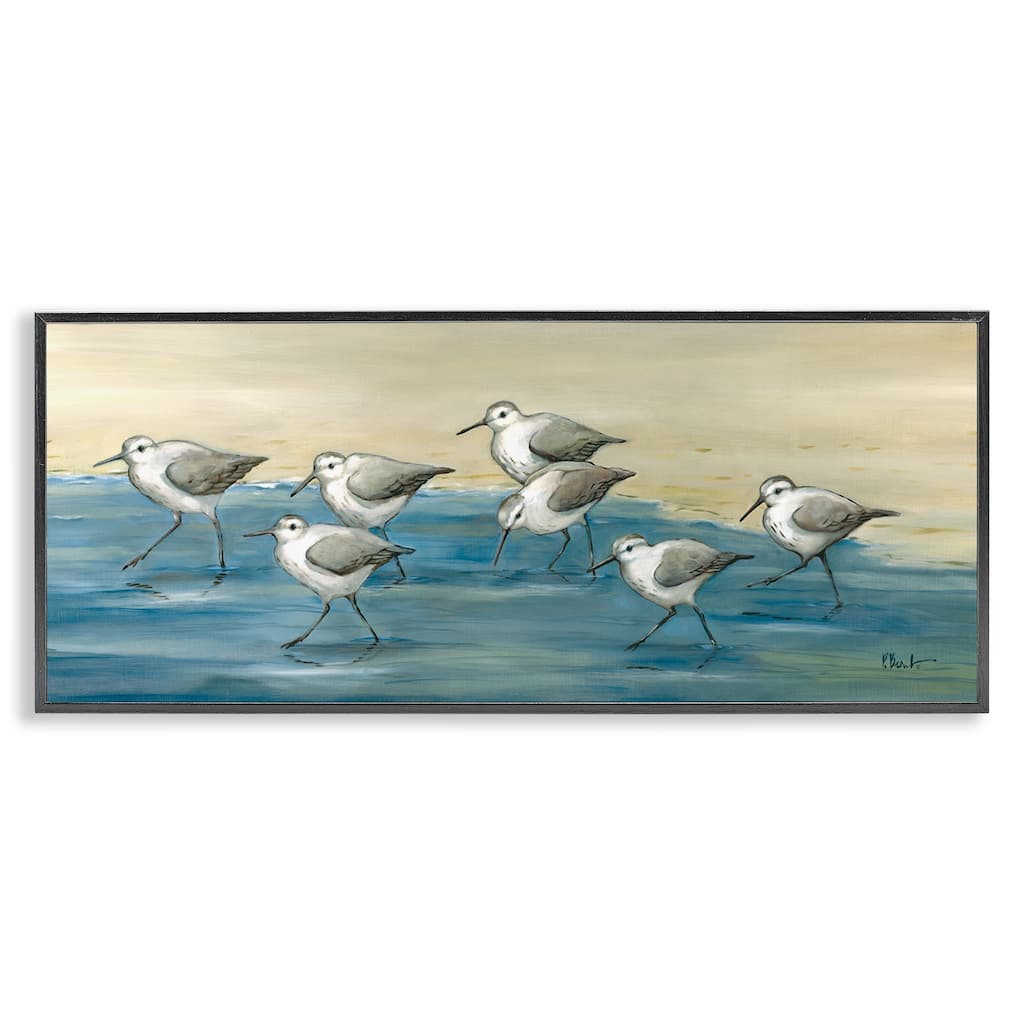 Stupell Sandpiper Bird Flock Beach Shoreline Framed Giclee Texturized Wall Art, Design By Paul Brent