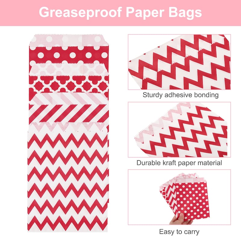 100Pcs Kraft Paper Treat Bags, 7" x 5" Candy Bags Flat Favor Bags