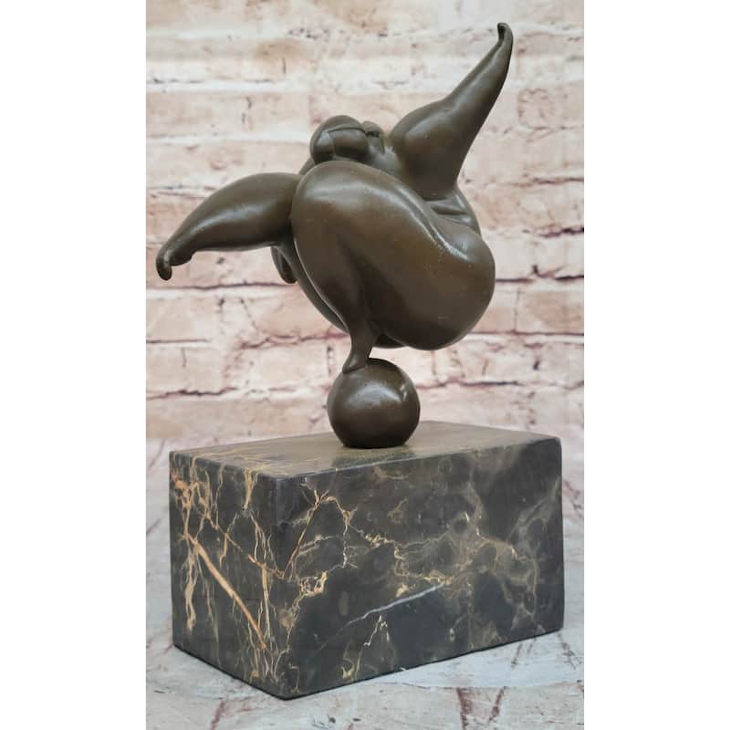 Curvy Woman Abstract Modern Art Bronze Statue Sculpture Girl Balancing 10 Inches X 7 Inches
