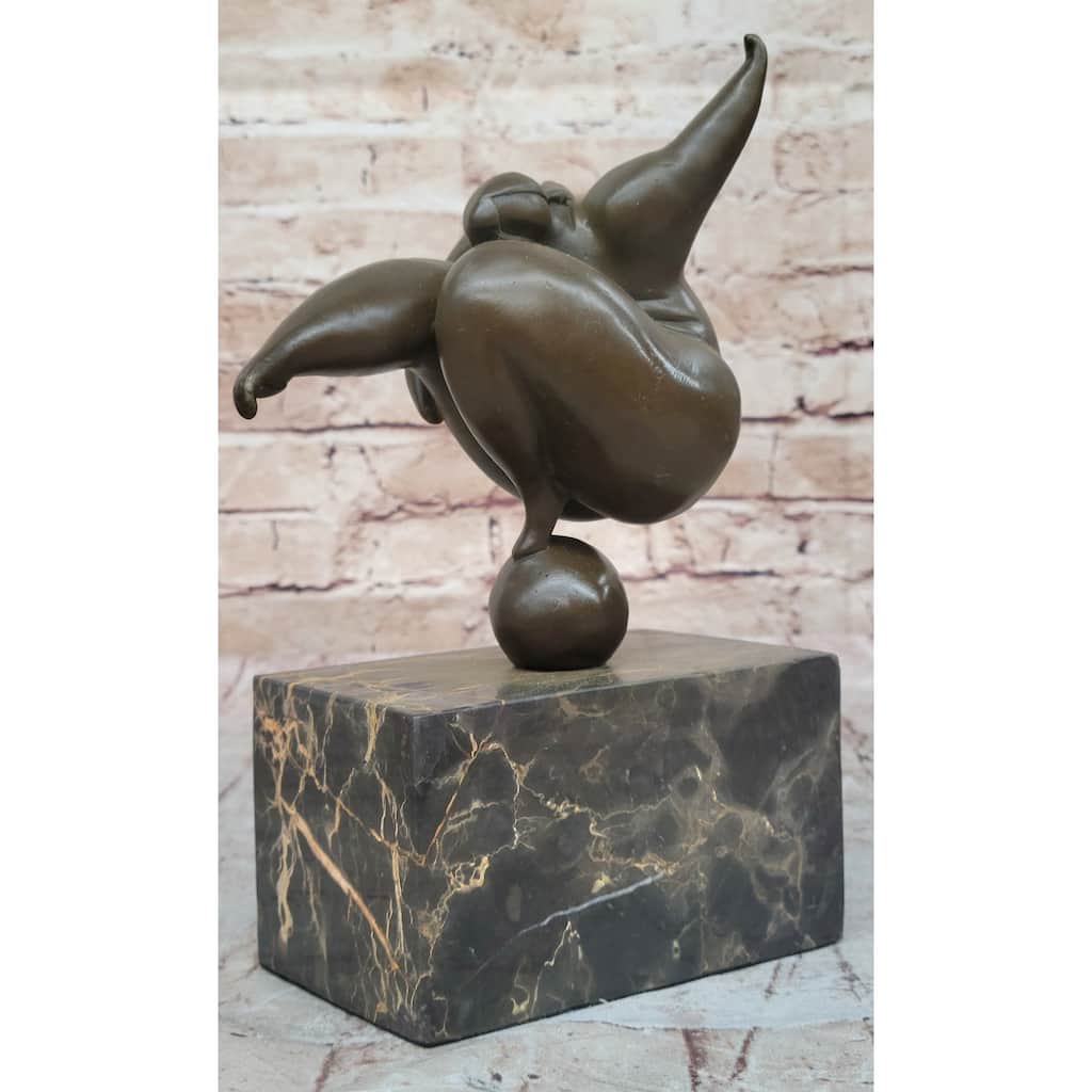 Curvy Woman Abstract Modern Art Bronze Statue Sculpture Girl Balancing 10 Inches X 7 Inches