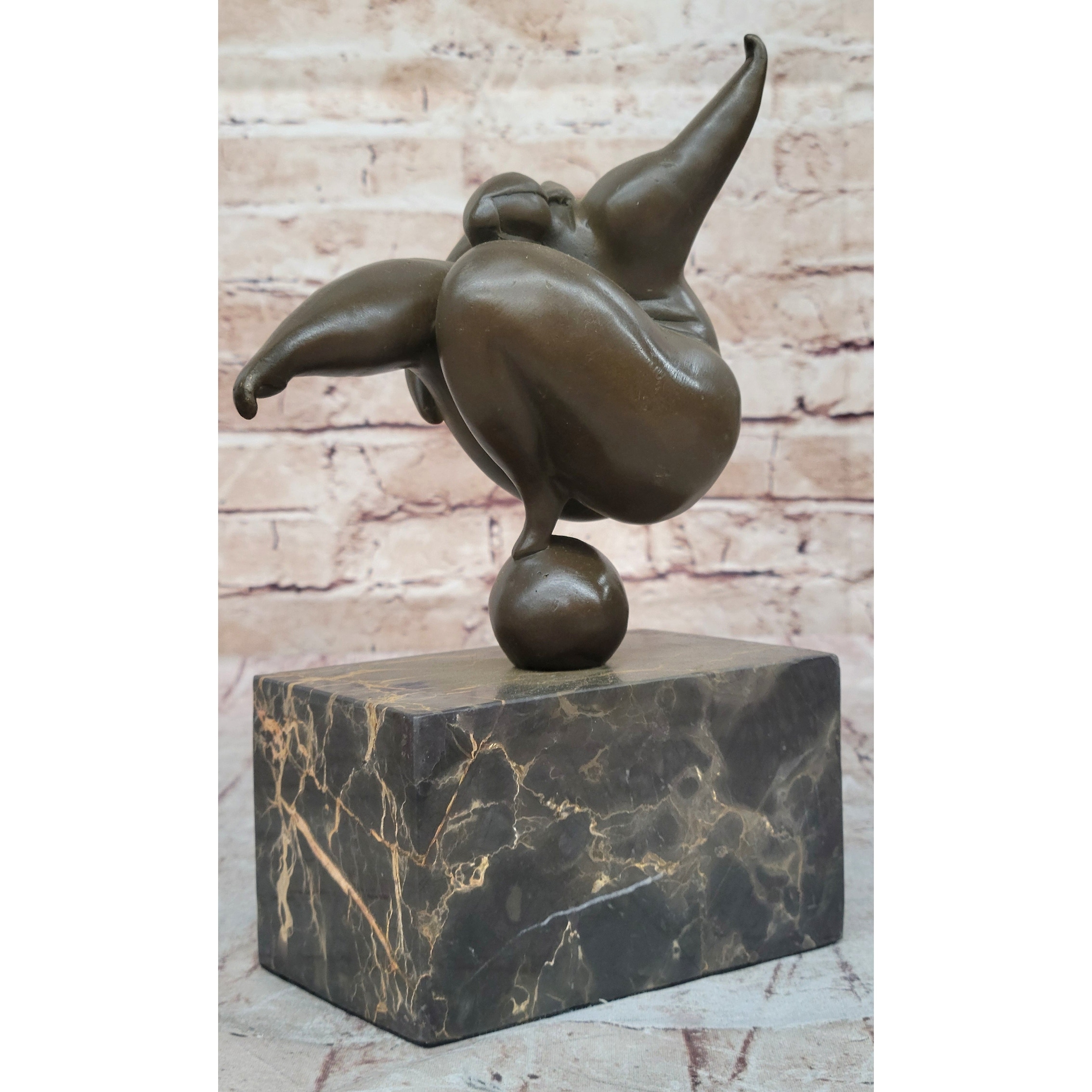 Curvy Woman Abstract Modern Art Bronze Statue Sculpture Girl Balancing 10 Inches X 7 Inches