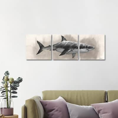 iCanvas "Great White Shark Drawing" by Steve Goad 3-Piece Canvas Wall Art Set