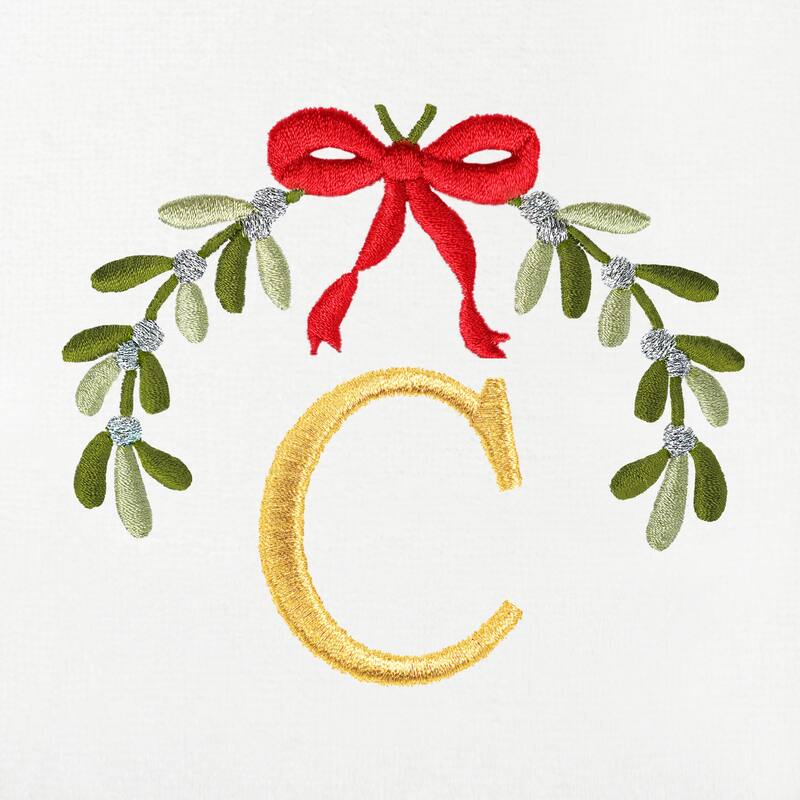 Authentic Hotel and Spa Christmas MISTLETOE MONOGRAM Embroidered Luxury 100% Turkish Cotton Hand Towels Set of 2