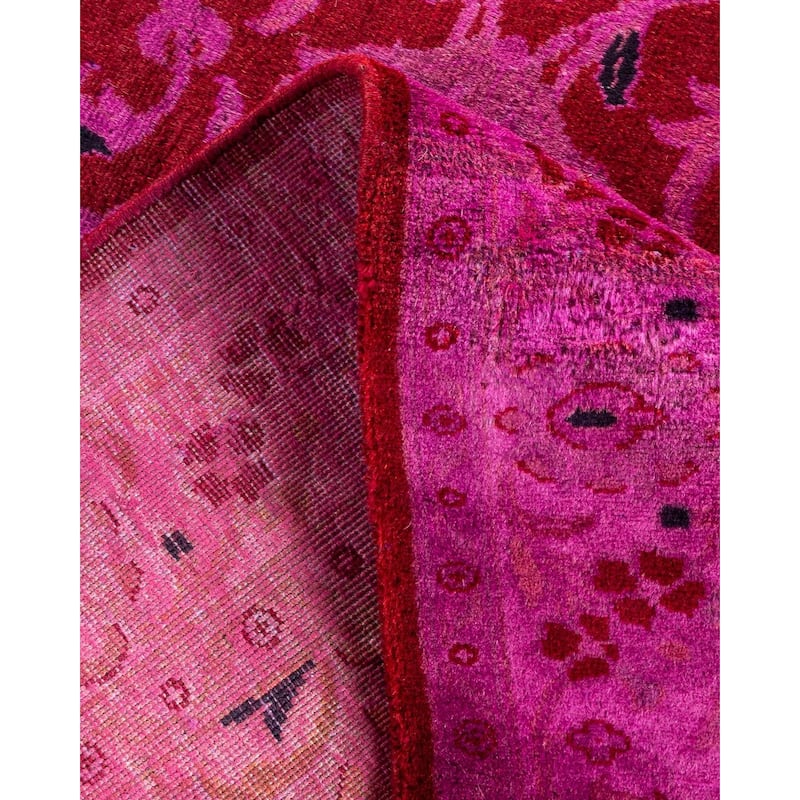 Overton Hand Knotted Wool Vintage Inspired Modern Contemporary Overdyed Pink Area Rug - 3' 1" x 5' 1"