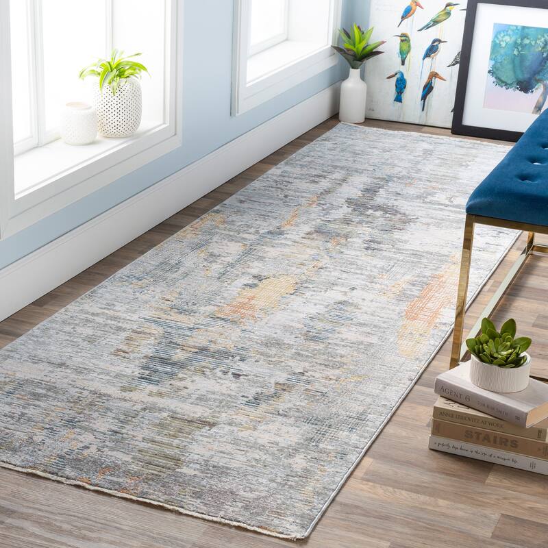 Artistic Weavers Baldwin Contemporary Abstract Area Rug - 3'3" x 10' Runner - Peach