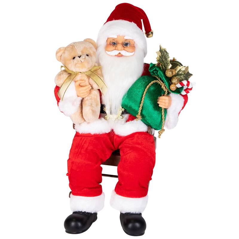 Animated Musical Santa in Rocking Chair Christmas Decoration - 14"