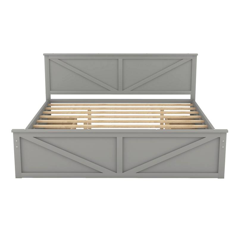 King Size Platform Bed with Four Storage Drawers and Support Legs