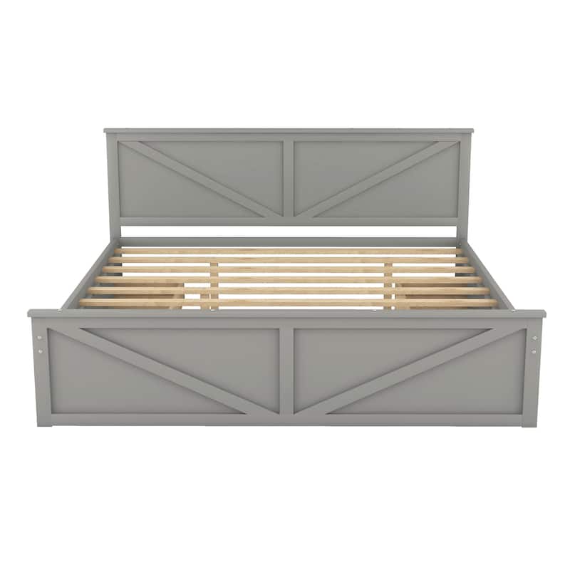 Wooden Platform Bed with Four Storage Drawers and Support Legs