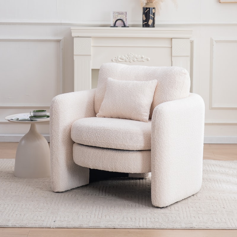 Round Corner Modern Accent Dining Chair - Stylish Single Seat for Modern Spaces - Beige