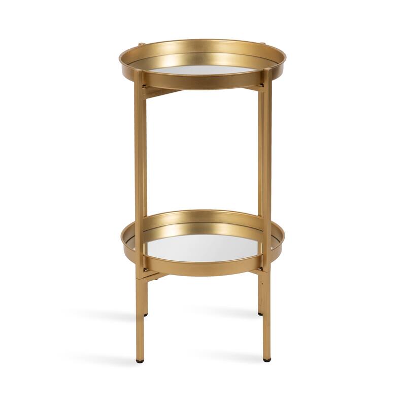Kate and Laurel Celia Round 2-Tier Metal Foldable Tray Table