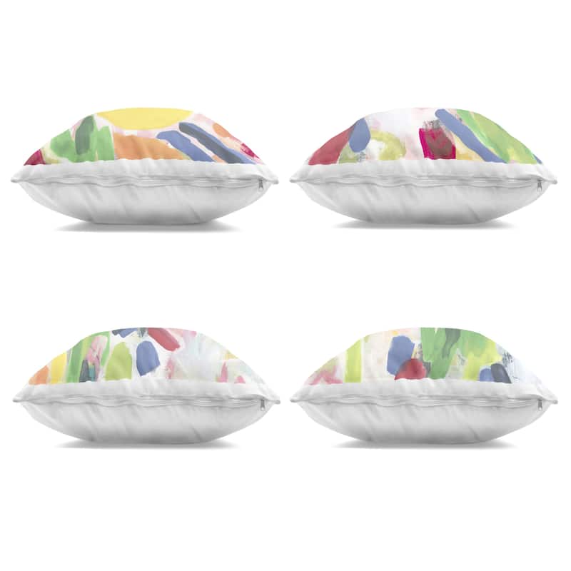 Stupell Fresh Vivid Blossoms Decorative Printed Throw Pillow Design by June Erica Vess (Set of 4)