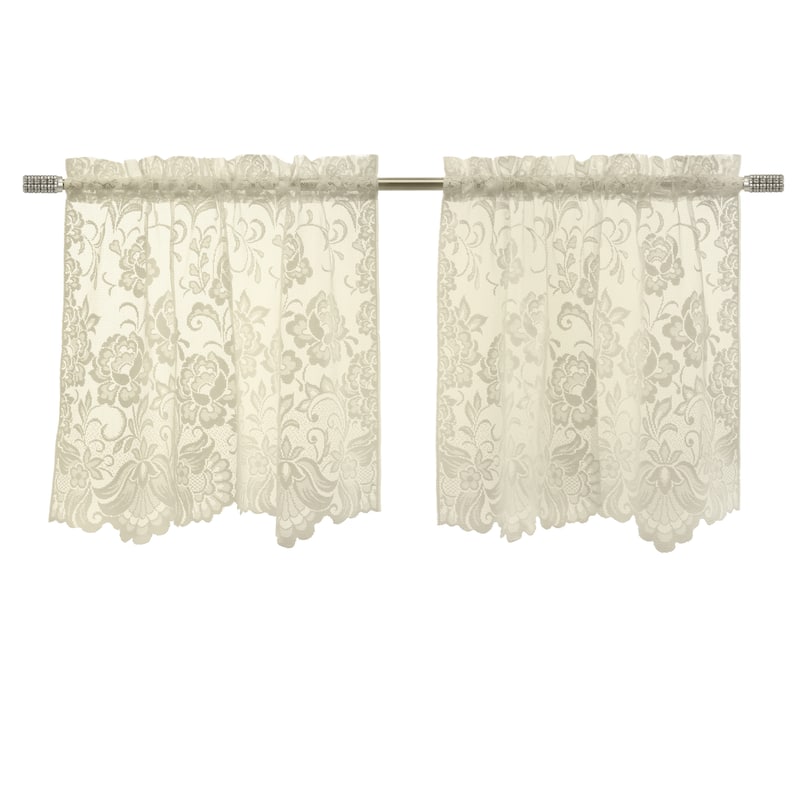 Limoges Embroidered Lace Rod Pocket Curtains Valances Swags and Tiers