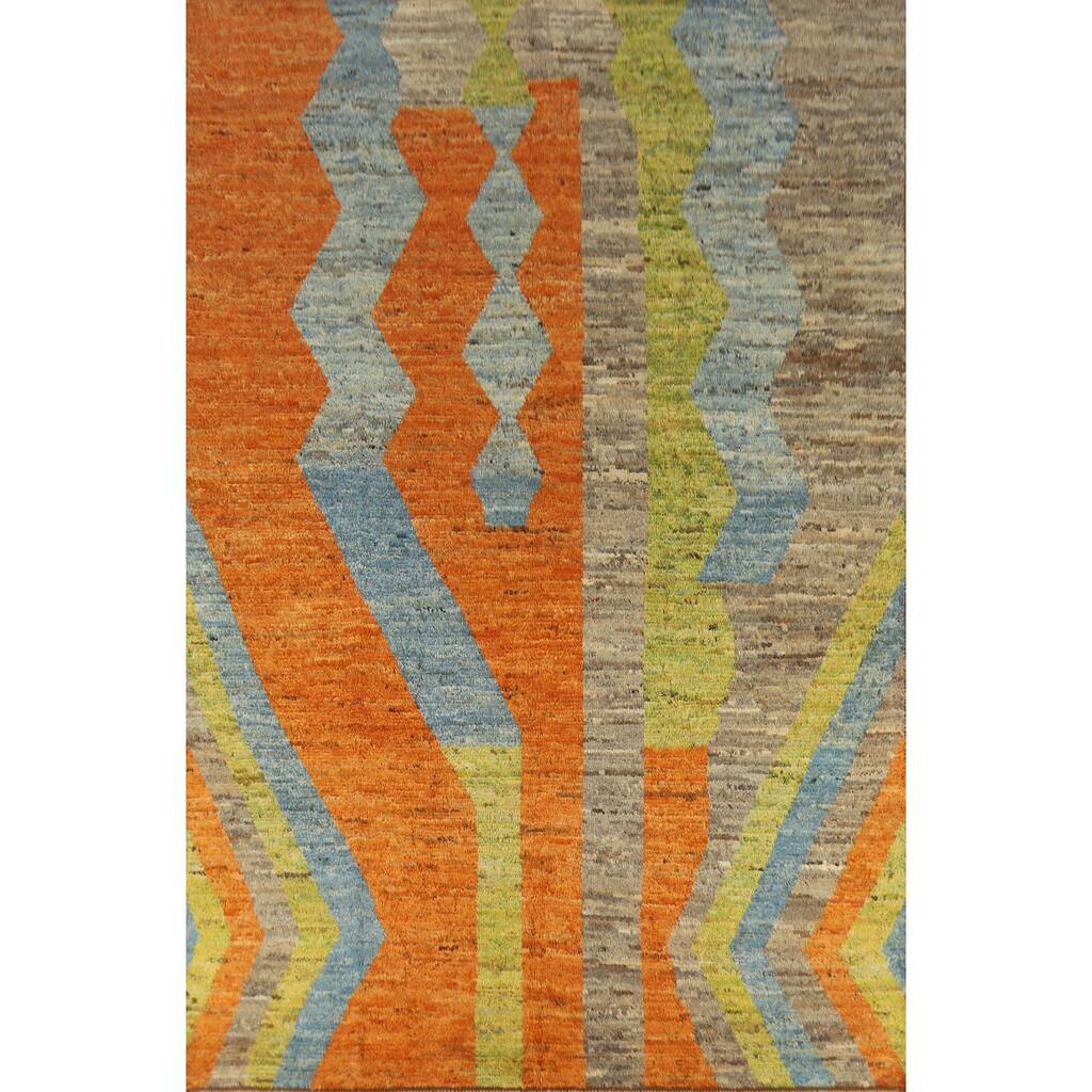 Moroccan Oriental Area Rug Handmade Tribal Geometric Wool Carpet - 6'9" x 9'9"