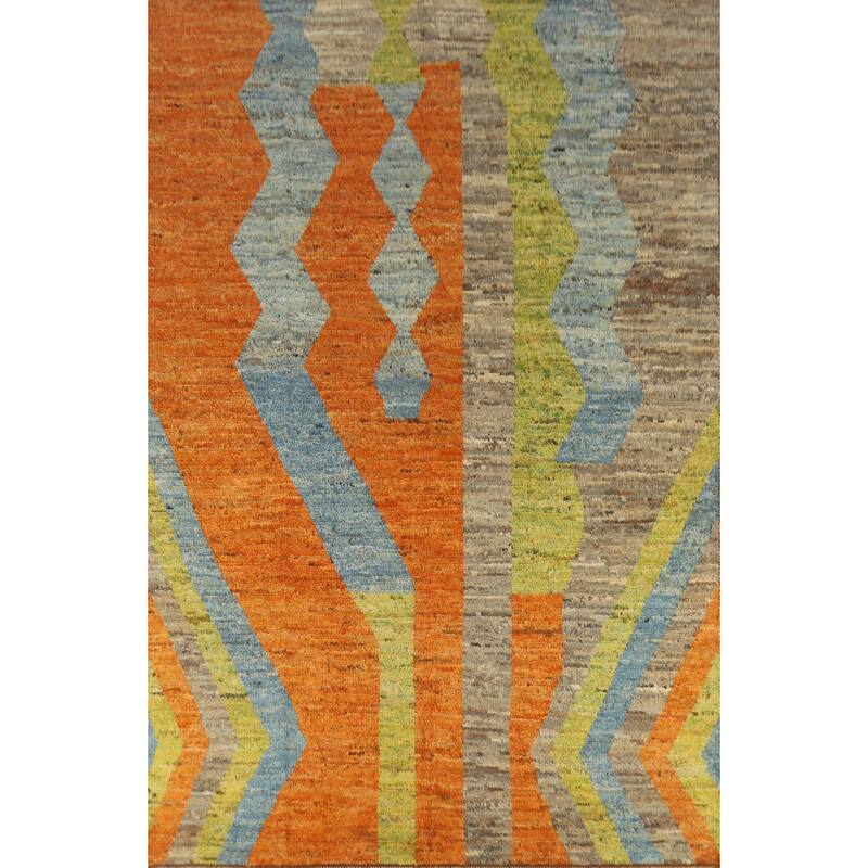 Moroccan Oriental Area Rug Handmade Tribal Geometric Wool Carpet - 6'9" x 9'9"