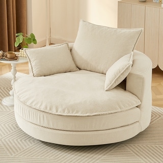 360° Swivel Accent Barrel Chair with Dual-Layer Cushions by Harper&Bright Designs