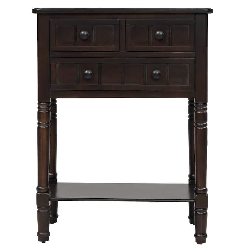 Narrow Slim Esspreso Console Table/Sofa Table with 3 Drawers and 1 Bottom Shelf - 23.7"L x 13"W x 31.1"H