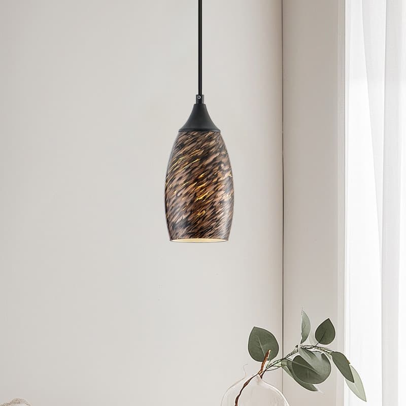 Black Metal and Glass Pendant Light for Kitchen Island Dining Room
