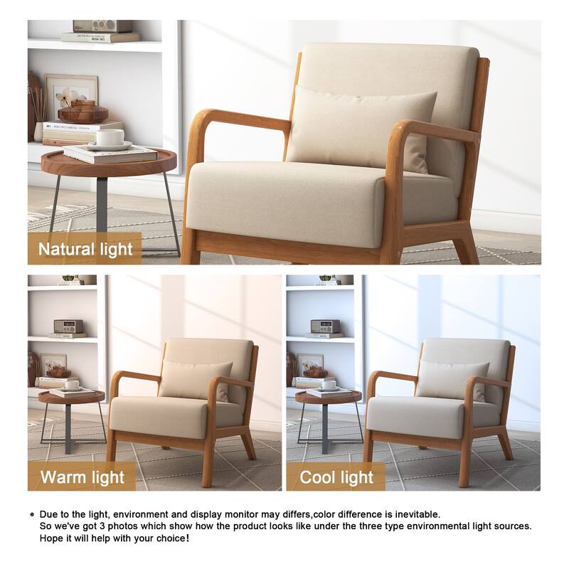 Mid-Century Modern Upholstered Accent Chair with Wood Frame