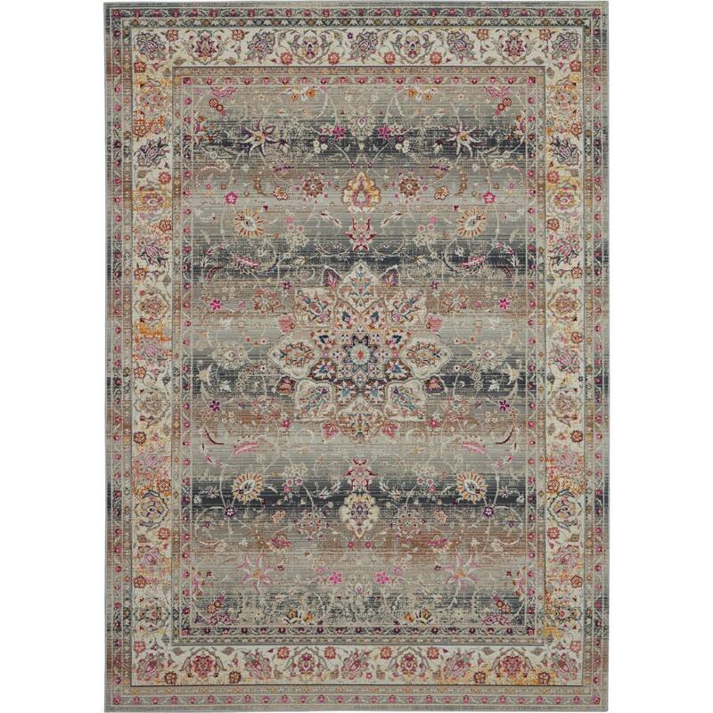 HomeRoots Floral Transitional Rectangle Area Rug