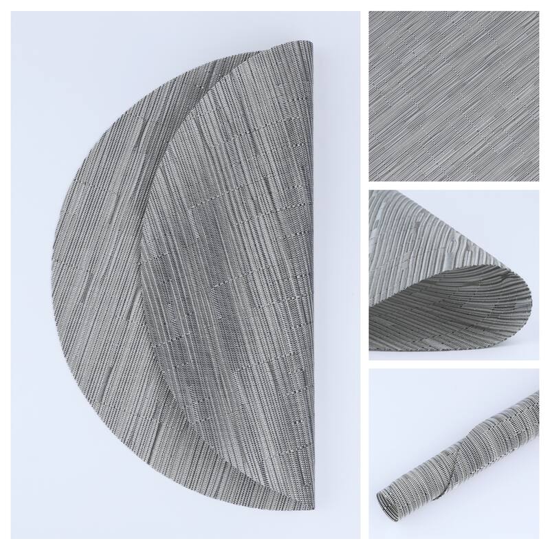 Round Placemats Set of 6 PVC Placemats for Kitchen Dining Table Decor Table Placemats Wipeable Table Mat - 14*14in - Silver Gray