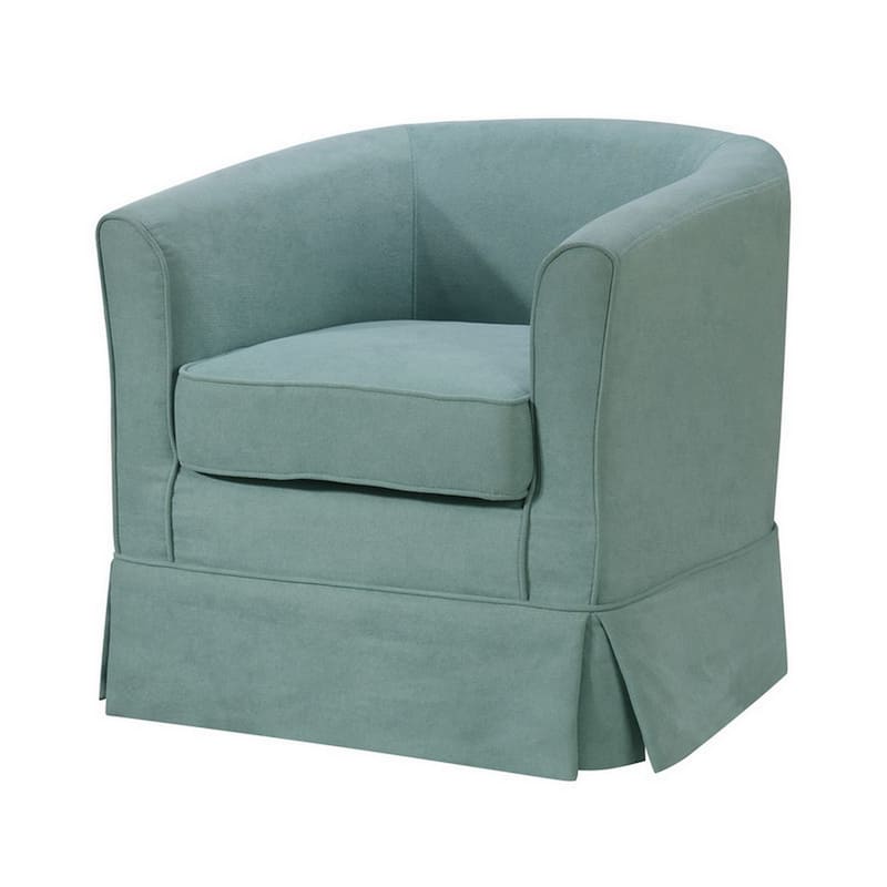Swivel Accent Chair, Fabric Upholstery, Curved Back, Skirted - 28 Inch - 28" x 28" x 27.5"