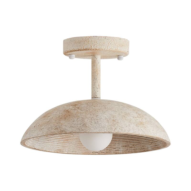 11" Farmhouse Distressed White 1-Light LED Semi-Flush Mount Ceiling Light