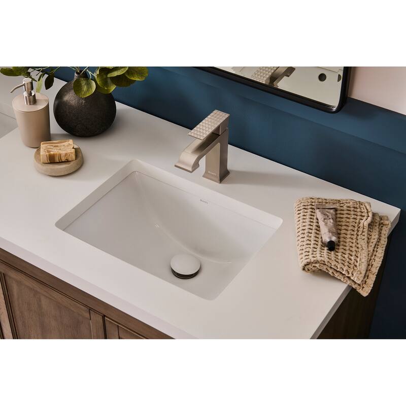 Ruvati 18 x 12-3/4 inch Undermount Bathroom Sink Biscuit Porcelain Ceramic with Overflow - RVB0720BC