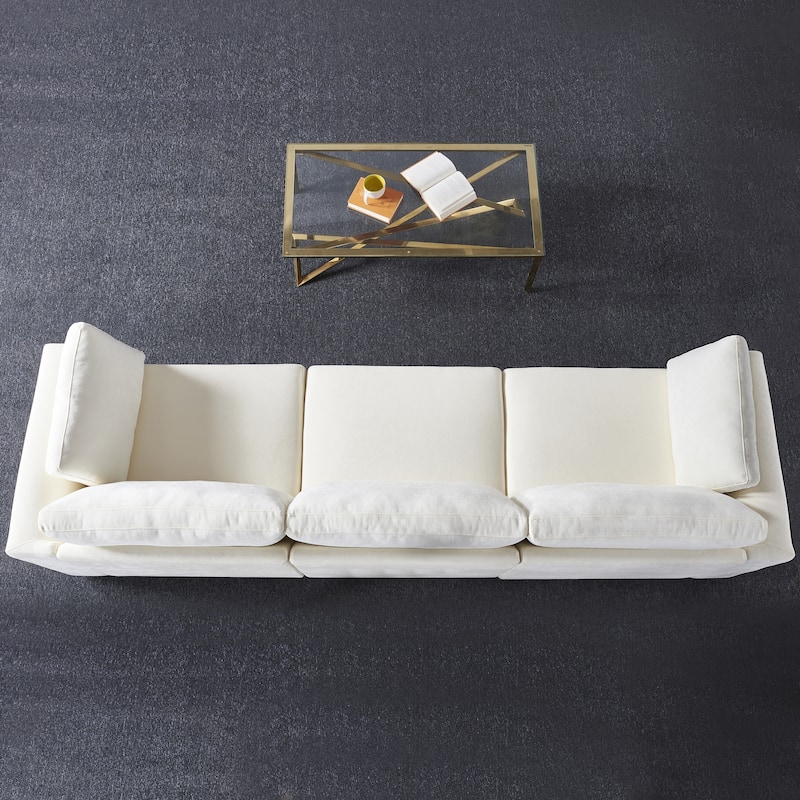 Creamy White Chenille 3-seater Modular Sofa with Wood Frame
