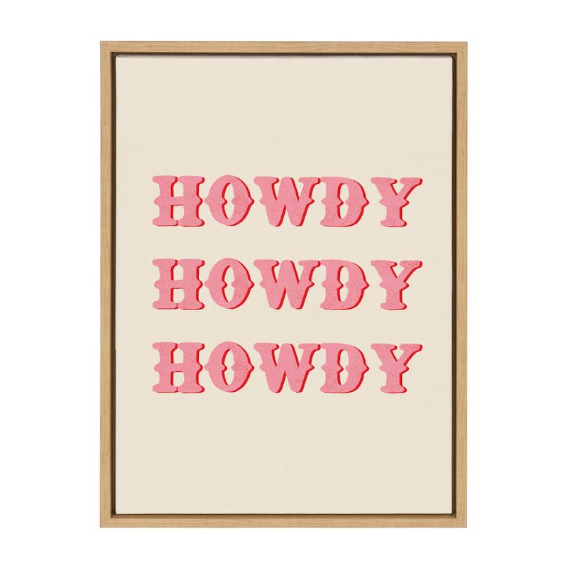 Kate and Laurel Sylvie Howdy Framed Canvas by Tània García