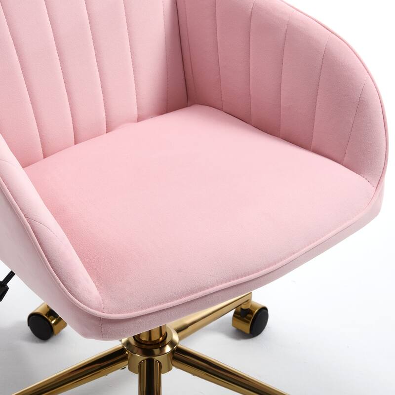 Velvet Adjustable Home Office Swivel Leisure Desk Chair with Gold Base