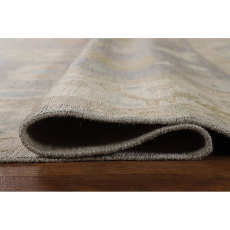 Hand Knotted Oriental 100% Wool Carpet Transitional All-Over Greys & Charcoal Oushak Area Rug - 12' 0'' X 9' 2''