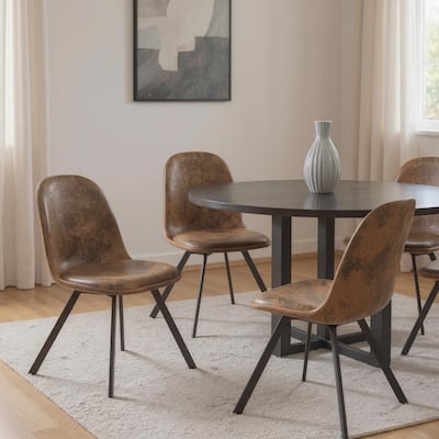 HomeRoots Set of Four Brown and Black Upholstered Suede Dining Side Chairs - 18.30 in. x 33.10 in. x 20.90 in.