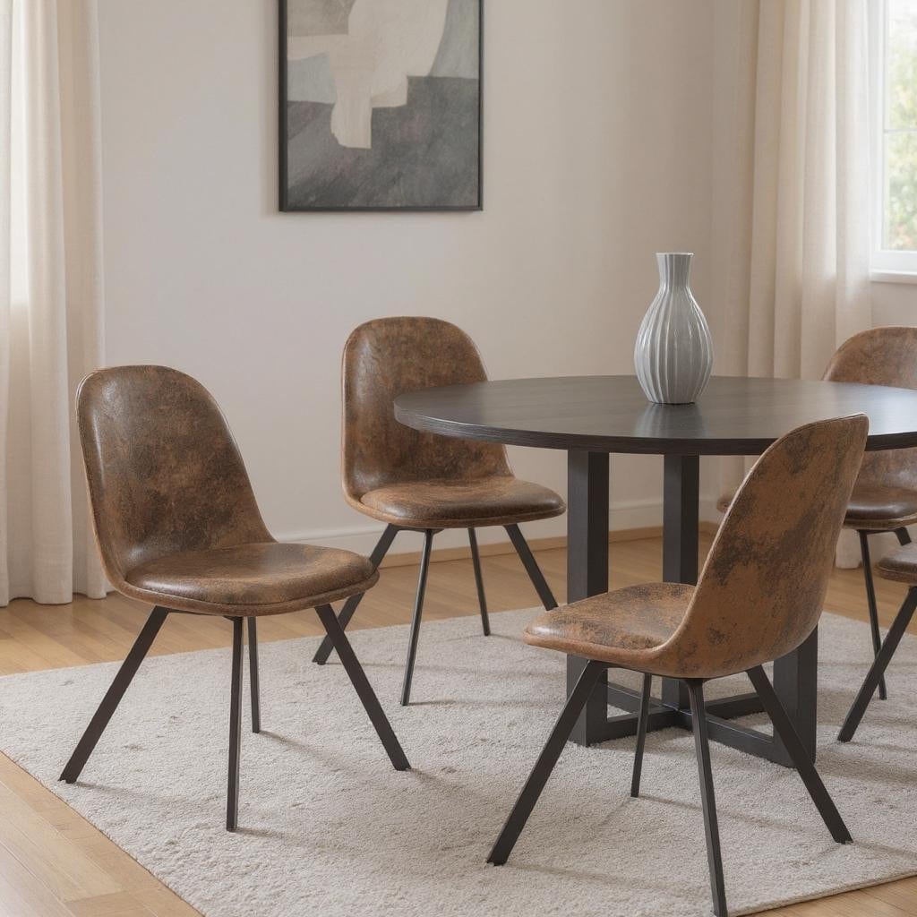 HomeRoots Set of Four Brown and Black Upholstered Suede Dining Side Chairs - 18.30 in. x 33.10 in. x 20.90 in.