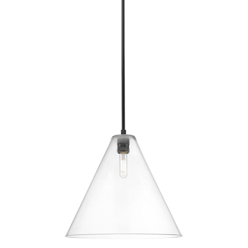 Innovations Lighting 434-1S-15-16 Crown Point Pendant Cone Crown Point - Matte Black / Clear