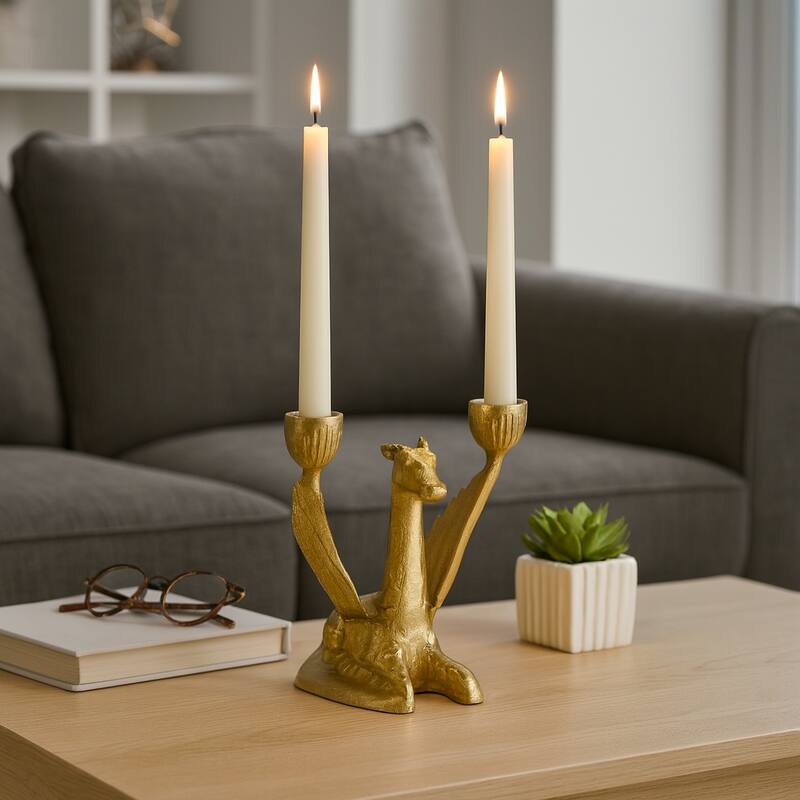 Metal Giraffe with Wings Taper Candle Holder - Gold, 6 in. - 7.0"