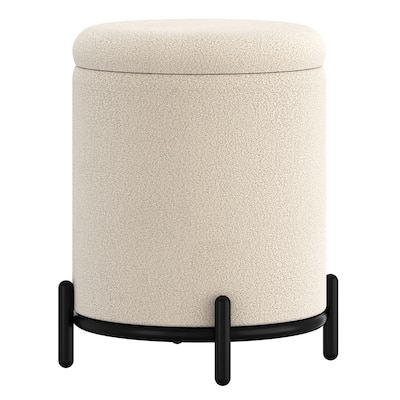 Modern Boucle Fabric Round Storage Ottoman