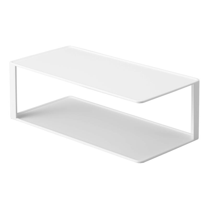 Yamazaki Home Two-Tier Cabinet Organizer, Steel, Holds 5.5 lbs - L 5.91 x W 11.81 x H 3.94 inches - White