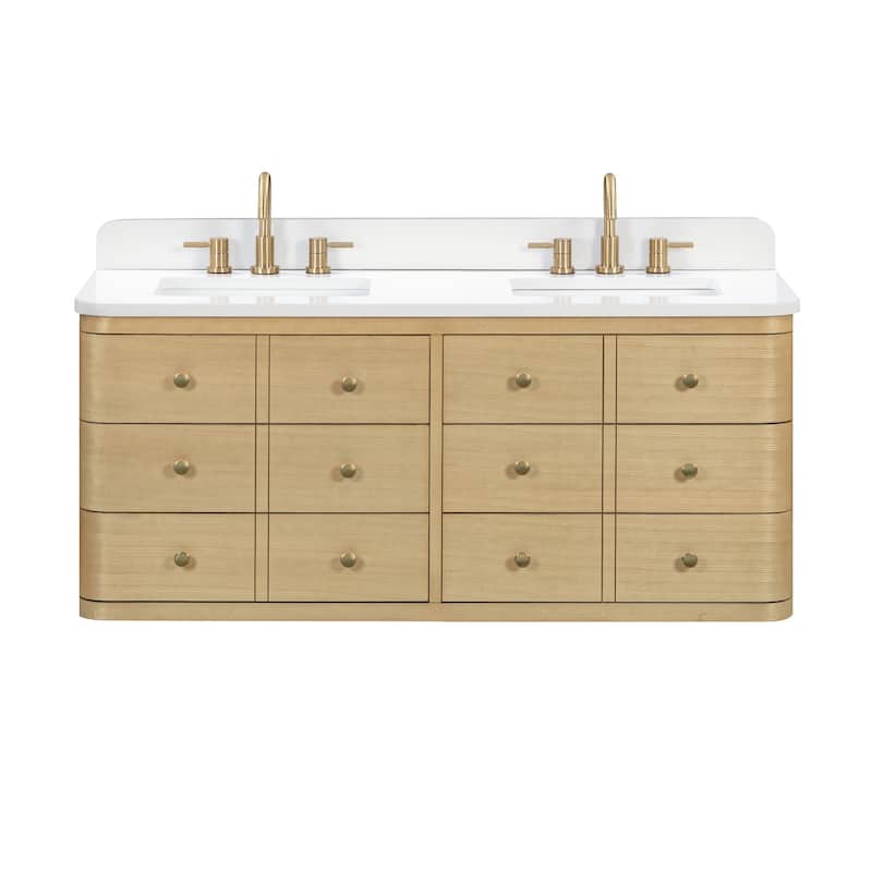 Serena Bathroom Vanity in Light Oak with White Engineered Stone Top