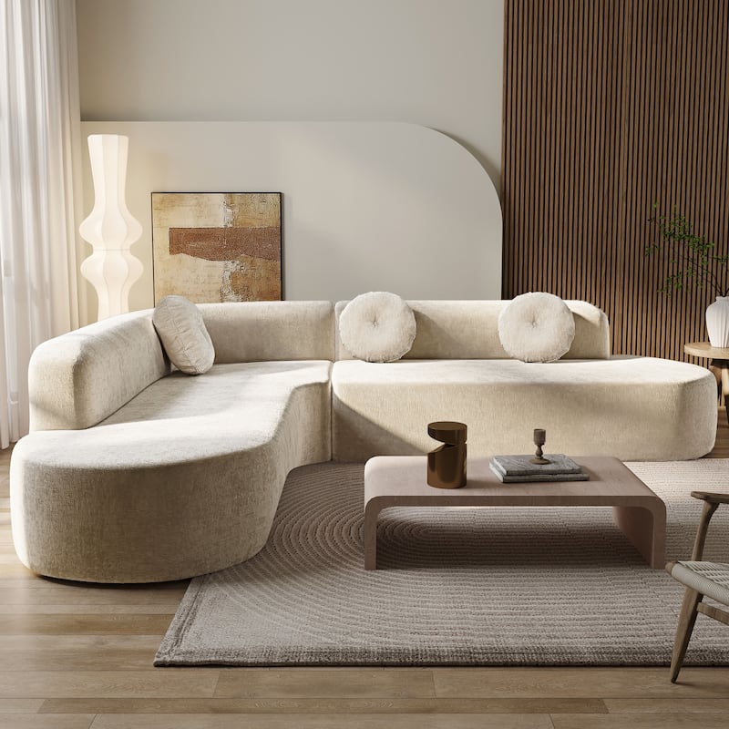 Christopher Knight Home - Mirod 122'' Extra Large Sectional Sofa with Elegant Curved Design and Plush Round Cushions
