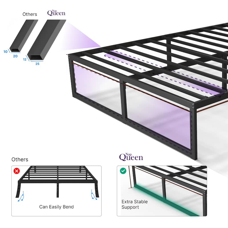 NapQueen Alpha 14" Height Metal Platform Bed Frame