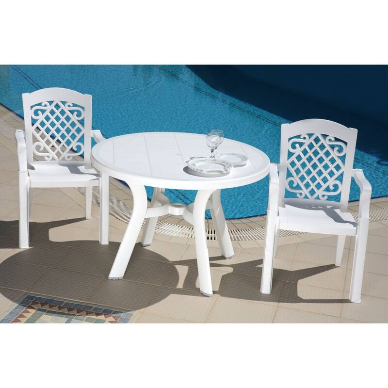 42" White Round Outdoor Patio Dining Table