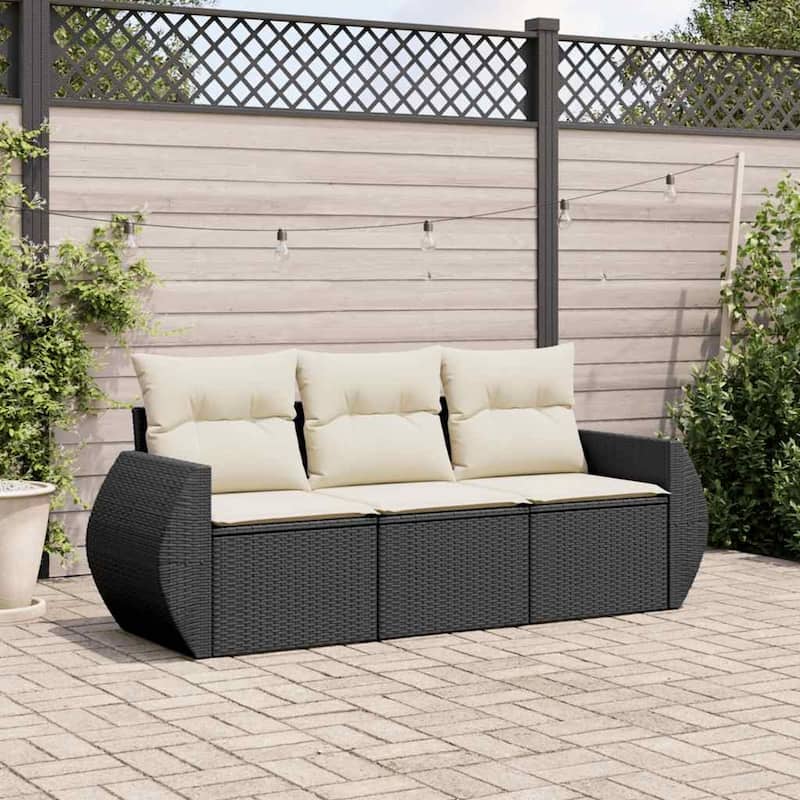 vidaXL Garden Sofa Set Black - Black and cream Standard Without table