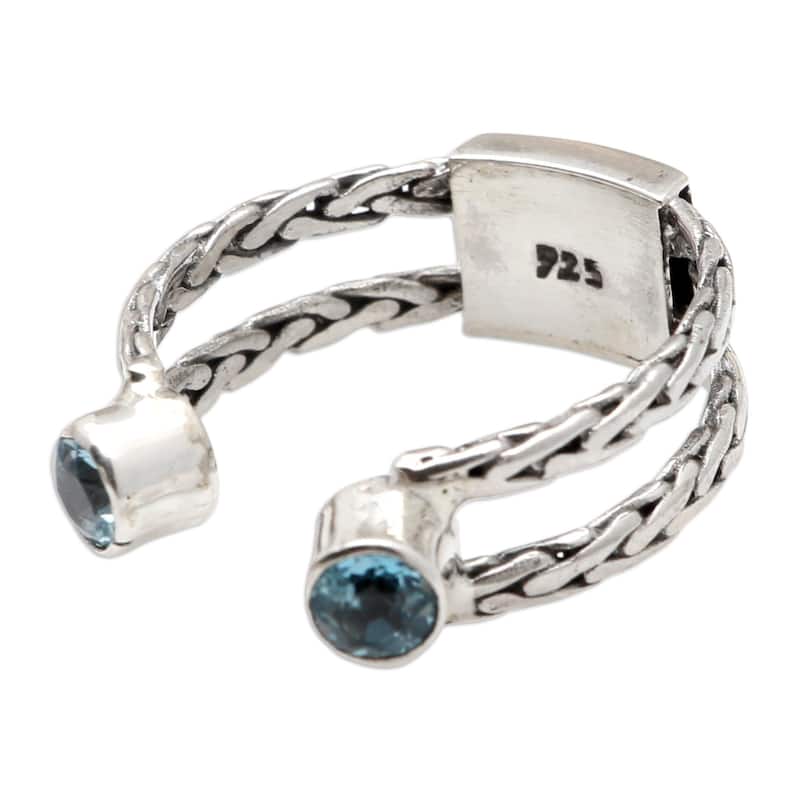 Novica Handmade Ocean Sparkle Blue Topaz Cocktail Ring