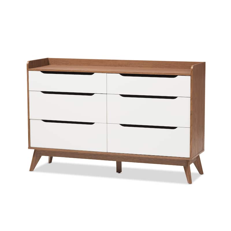 Carson Carrington Borlange 6-drawer Mid-century White/Walnut Chest - White/Walnut - 6-drawer