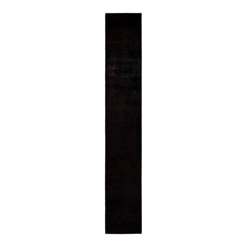 Overton Hand Knotted Wool Vintage Inspired Modern Contemporary Overdyed Brown Runner Rug - 2' 8" x 18' 1"