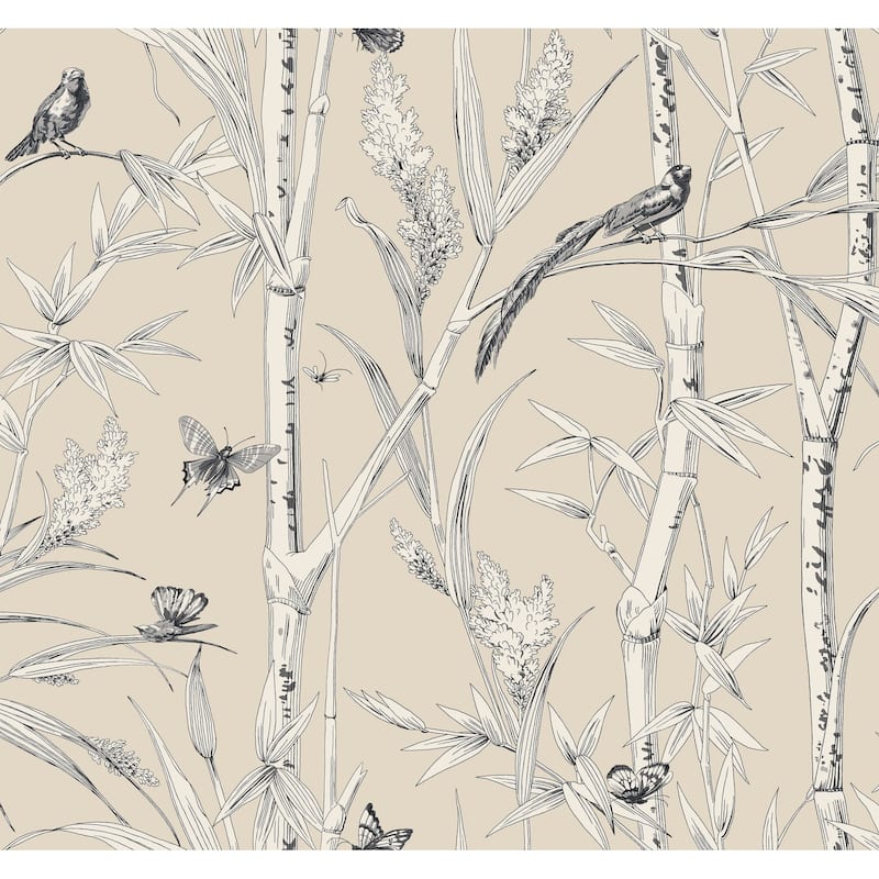 York Wallcoverings Bambou Toile Beige Wallpaper Bed Bath & Beyond